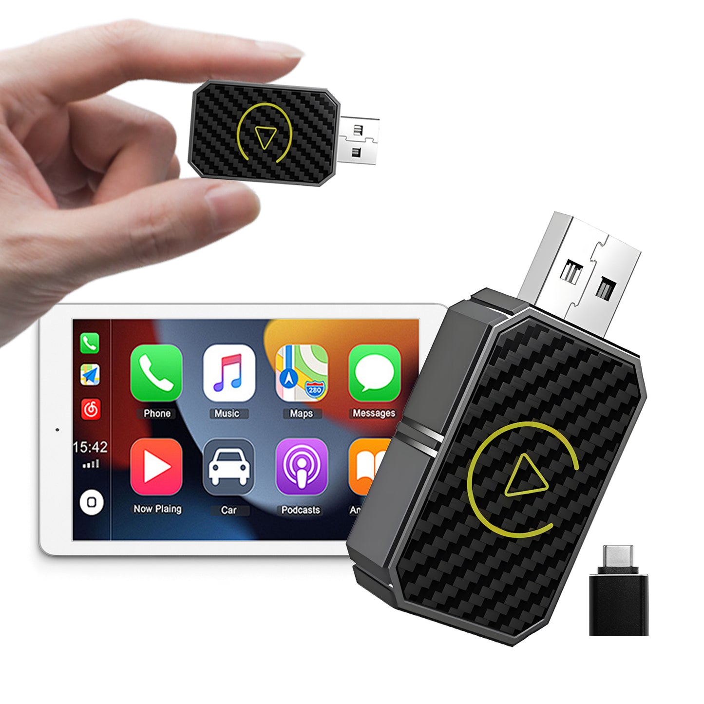 2-in-1 Wireless Adapter for Smartphone Auto Convert Wired to Wireless Car Play Adapter