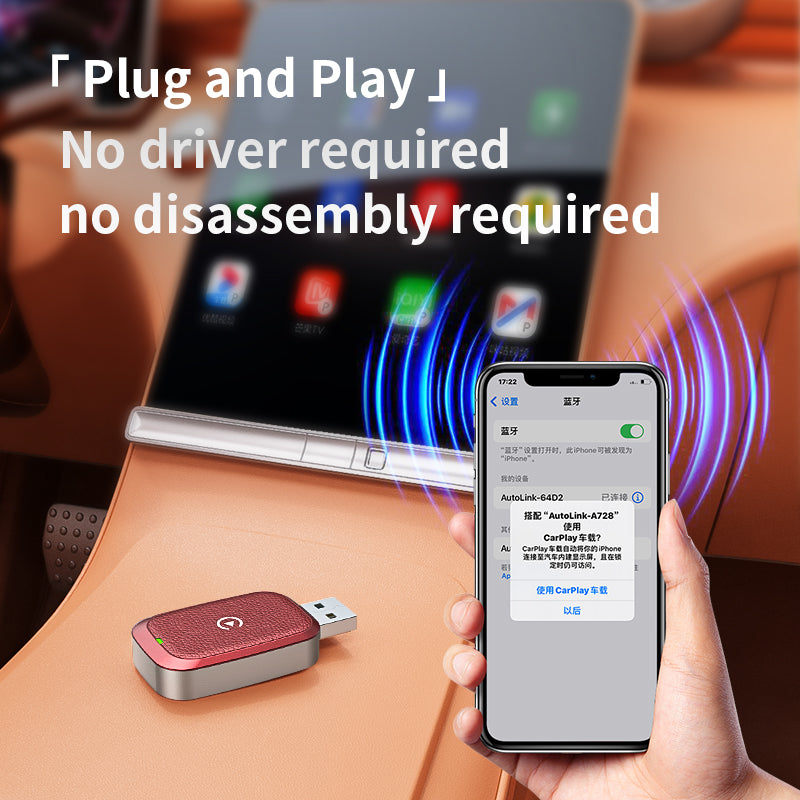 Mini Wireless Adapter for Smartphone Auto Convert Wired to Wireless Car Play Adapter (Orange)