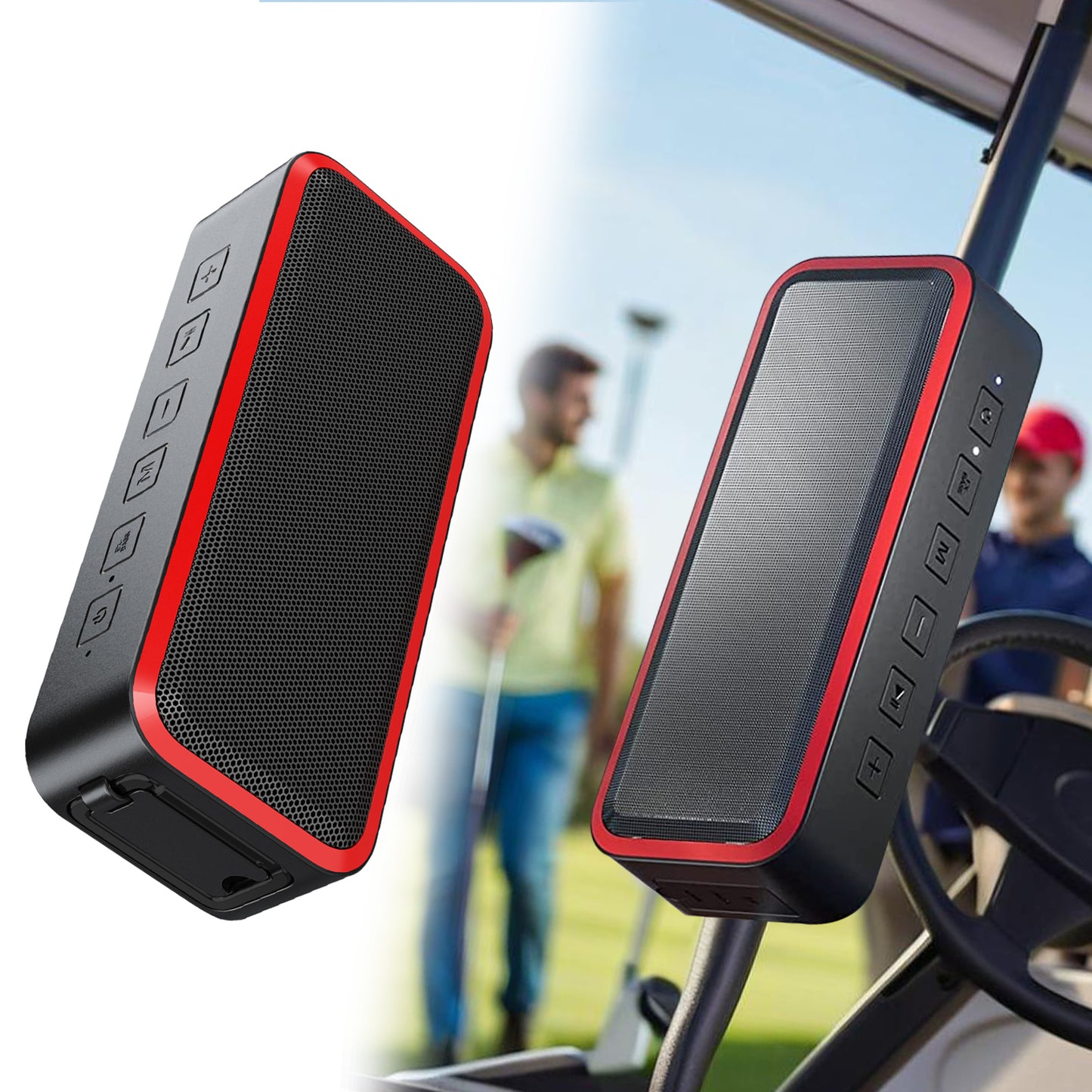 PUREVOX Magnetic Wireless Bluetooth Portable Speaker, Waterproof IPX7, with Mounting Bracket & SD Card, Black