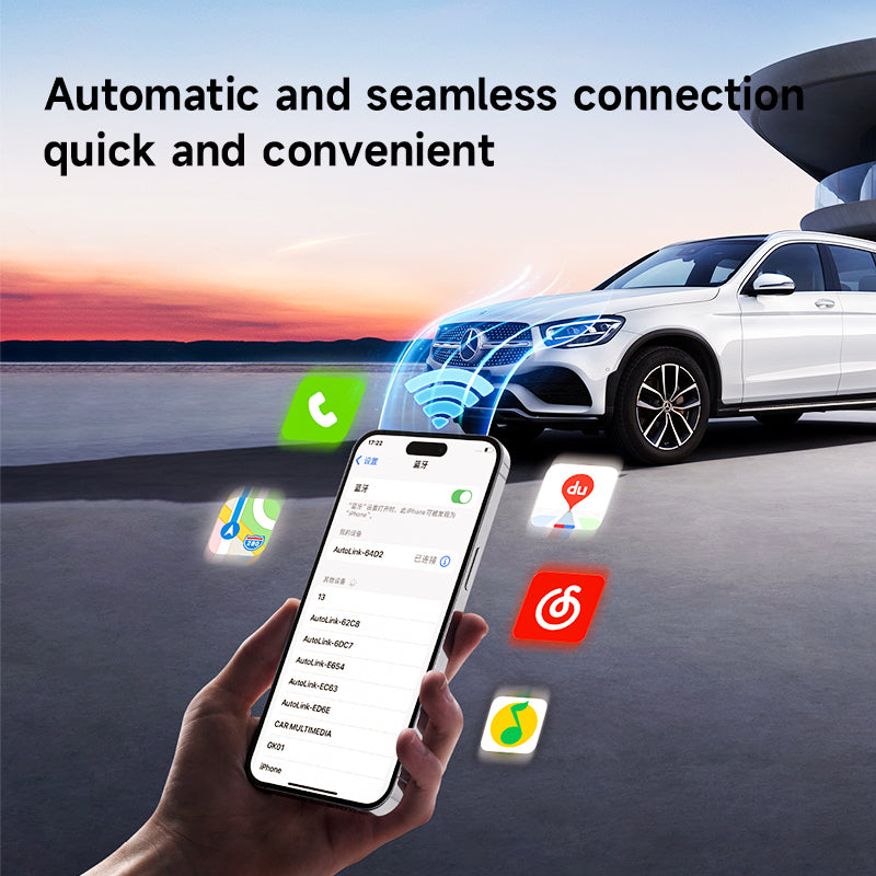 Mini Wireless Adapter for Smartphone Auto Convert Wired to Wireless Car Play Adapter (Orange)