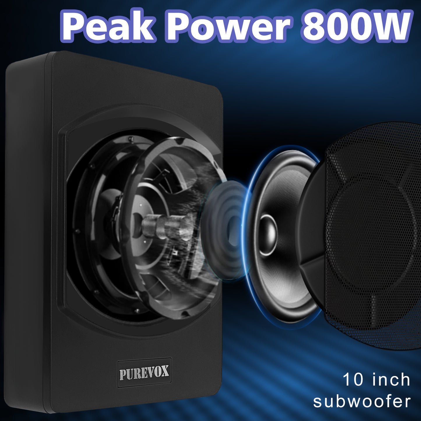 10 Inch Under Seat Car Subwoofer,800W Power Subwoofer Built in Amplifier,Subwoofer and Amp Package for Car Or Truck