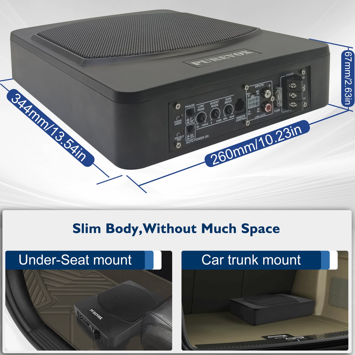 10 Inch Under Seat Car Subwoofer,800W Power Subwoofer Built in Amplifier,Subwoofer and Amp Package for Car Or Truck