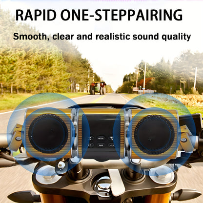 PUREVOX Motorcycle Sound Bar with Built-in Amplifier Wireless USB & AUX Inputs FM Radio 12V Metal MP3 Player for Off-Road Bikes