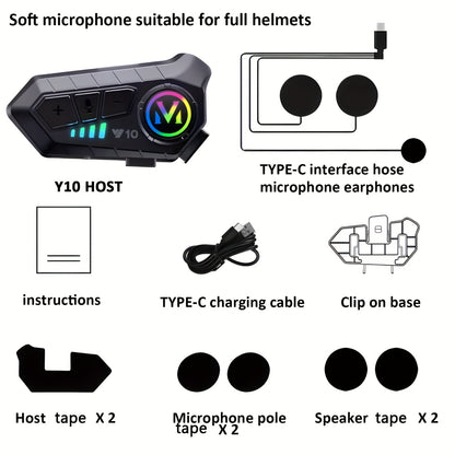 PUREVOX Motorcycle Helmet Wireless Earphone Waterproof Headset Bluetooth Speakers with Noise Cancelling