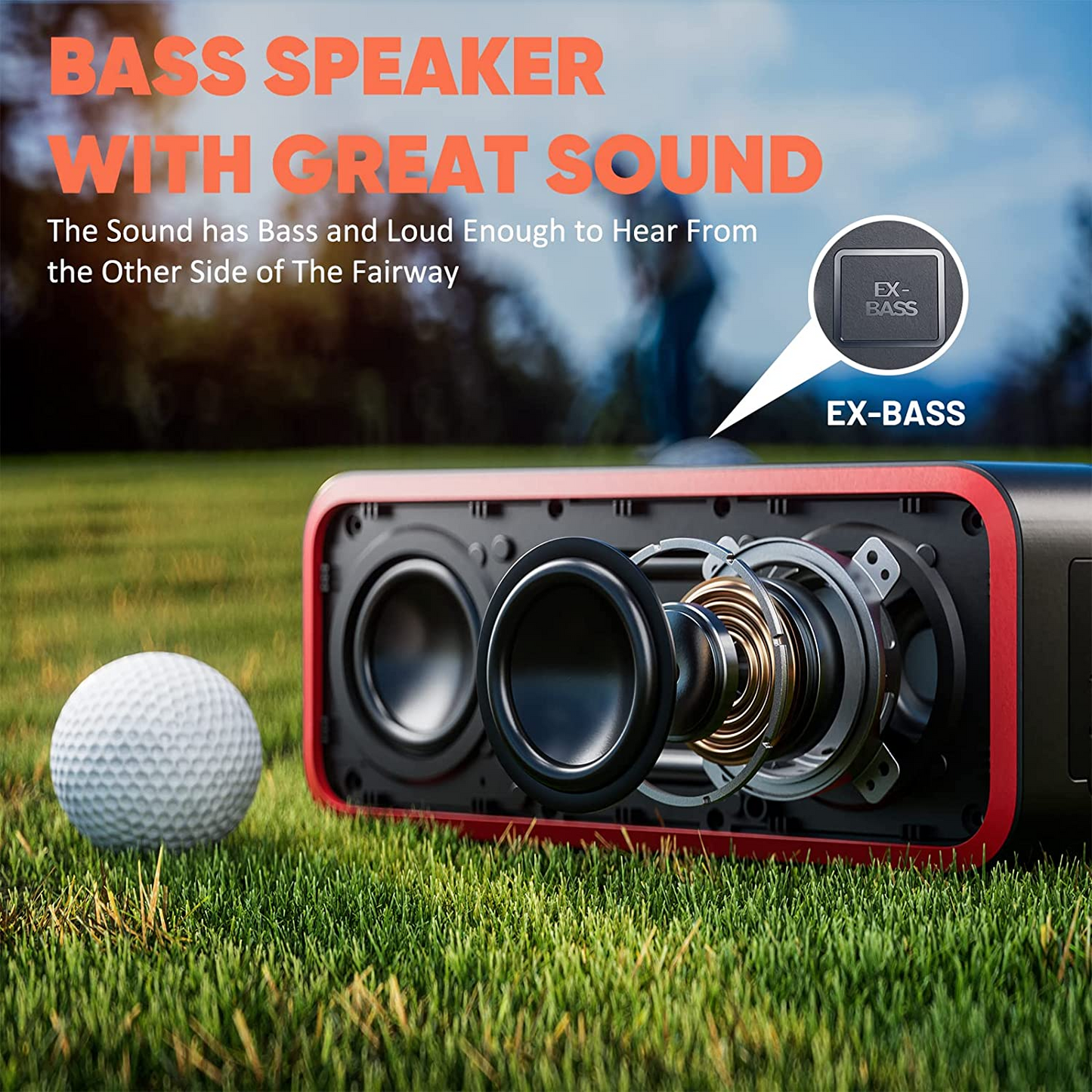 PUREVOX Magnetic Wireless Bluetooth Portable Speaker, Waterproof IPX7, with Mounting Bracket & SD Card, Black