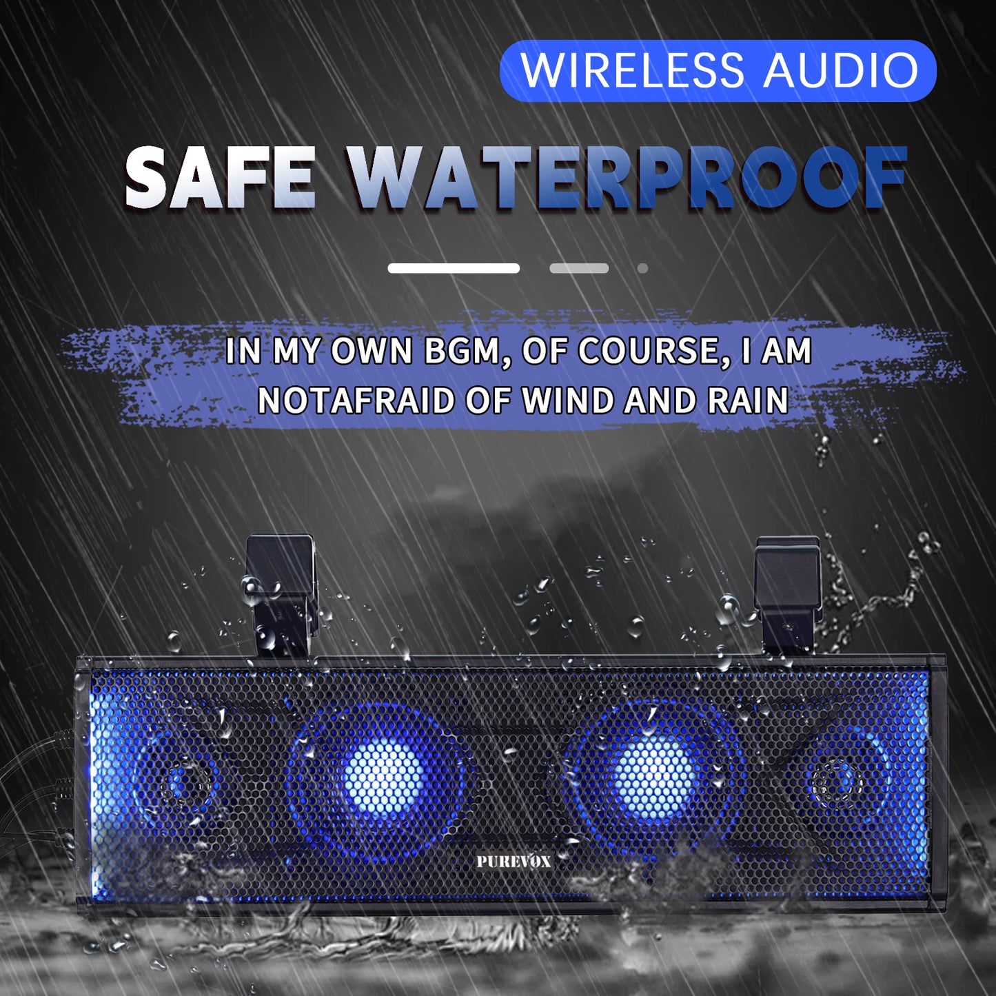 UTV/ATV 17 Inch Soundbar 4-Speaker Waterproof Bluetooth with Multicolor LED Lighting