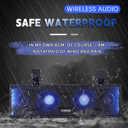 UTV/ATV 17 Inch Soundbar 4-Speaker Waterproof Bluetooth with Multicolor LED Lighting