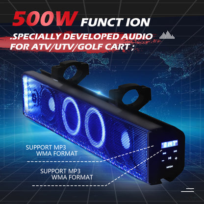 UTV/ATV 26 Inch Soundbar 4-Speaker Waterproof Bluetooth with Multicolor LED Lighting
