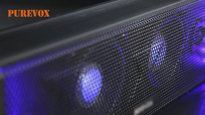 PUREVOX UTV/ATV Bluetooth Sound Bar 17" 4-Speakers SXS Audio System IP65 Waterproof with Multicolor LED Lighting